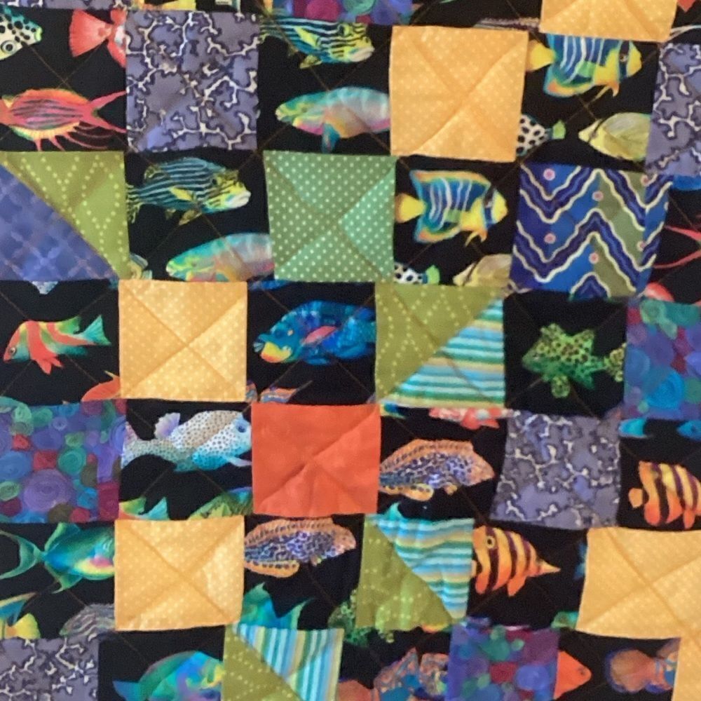 NWT. Hand Crafted Gone Fishing Quilt